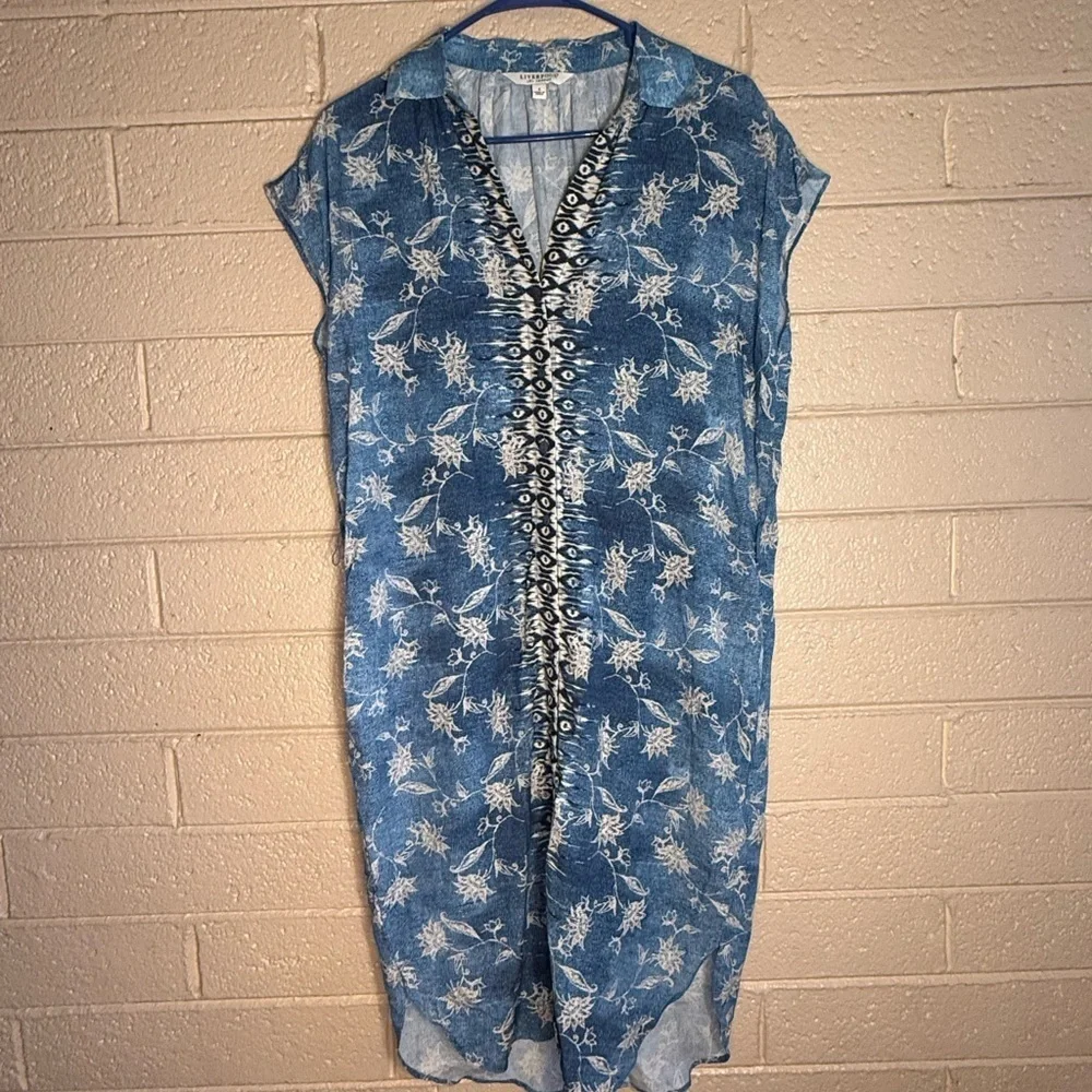 Liverpool Blue and White Floral Top